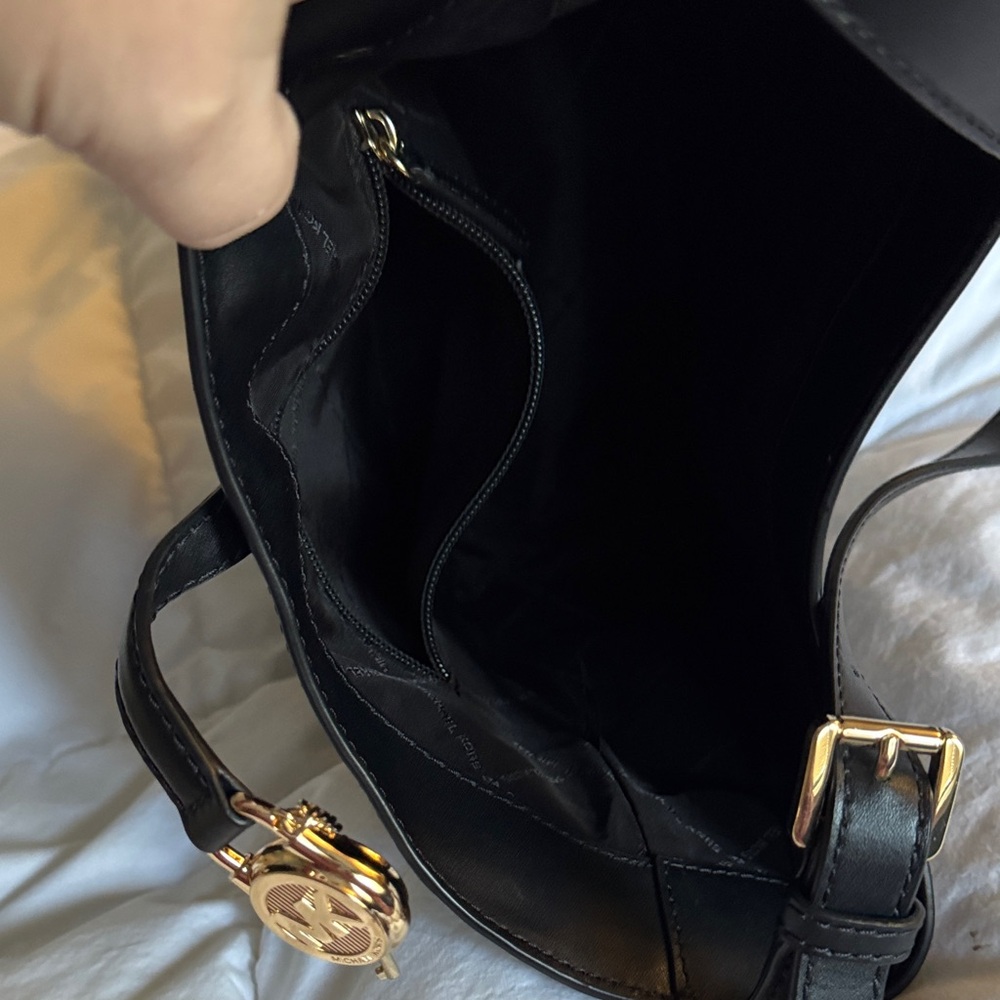 Michael Kors Black Shoulder Bag with Gold Accent - Picture 8 of 11